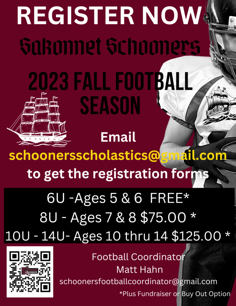 2023 FALL fOOTBALL REGISTRATION NOW OPEN oNLINE – Sakonnet Schooners